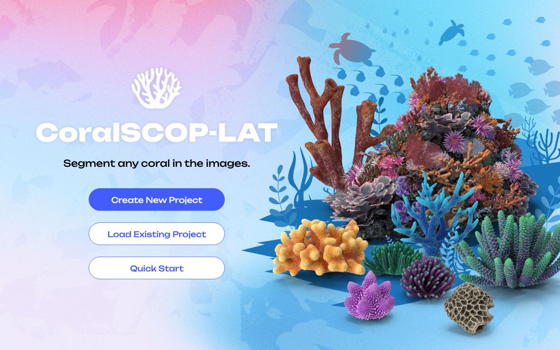 CoralSCOP-LAT home illustration of a colourful coral reef